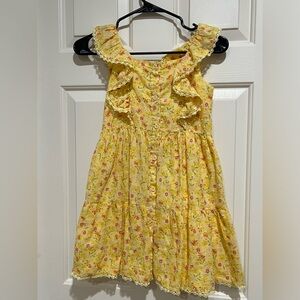 BTWEEN Yellow Floral Ruffle BUTTON UP FRONT KIDS Sundress GIRLS SIZE 8